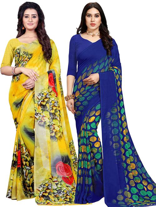 women pack of 2 casual wear combo sarees with blouse - 21478672 - Very Small Image - 1