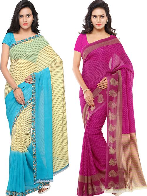 women pack of 2 casual wear combo sarees with blouse - 21478676 - Very Small Image - 1