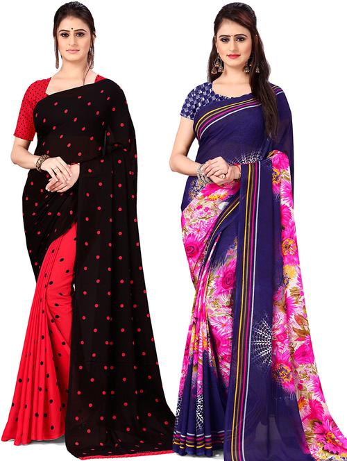 women pack of 2 casual wear combo sarees with blouse - 21478678 - Very Small Image - 1