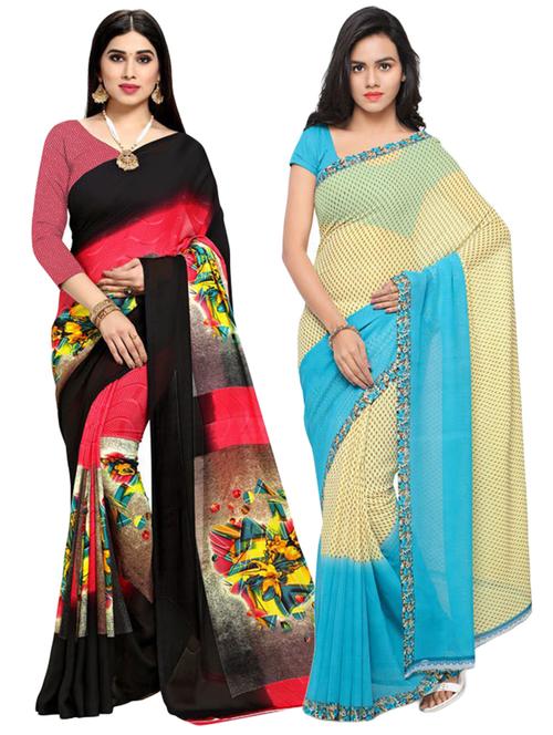 women pack of 2 casual wear combo sarees with blouse - 21478681 - Very Small Image - 1