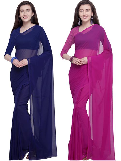 women pack of 2 casual wear combo sarees with blouse - 21478683 - Very Small Image - 1