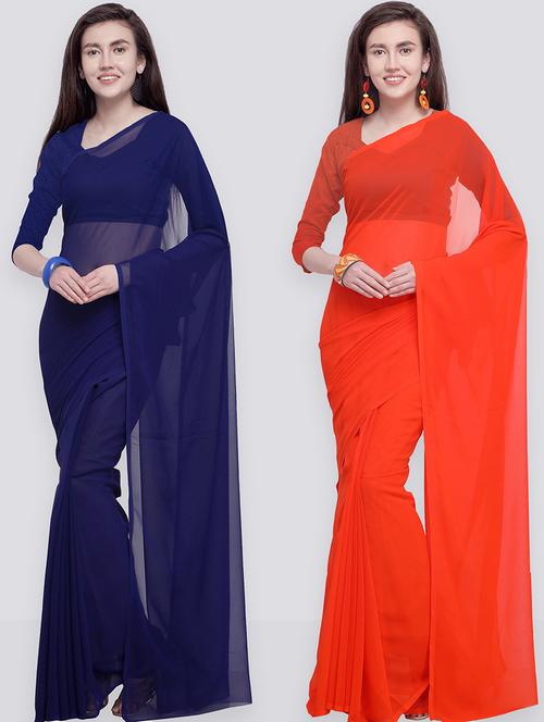 women pack of 2 casual wear combo sarees with blouse - 21478684 - Very Small Image - 1
