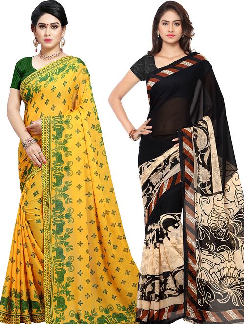 women pack of 2 casual wear combo sarees with blouse - 21478689 - Very Small Image - 1