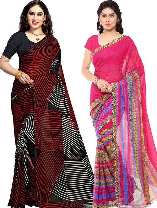 women pack of 2 casual wear sarees with blouse - 21478691 - Very Small Image - 1