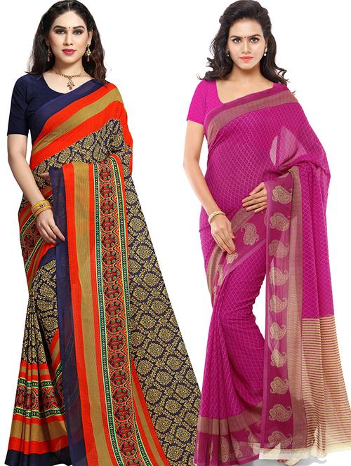 women pack of 2 casual wear combo sarees with blouse - 21478694 - Very Small Image - 1