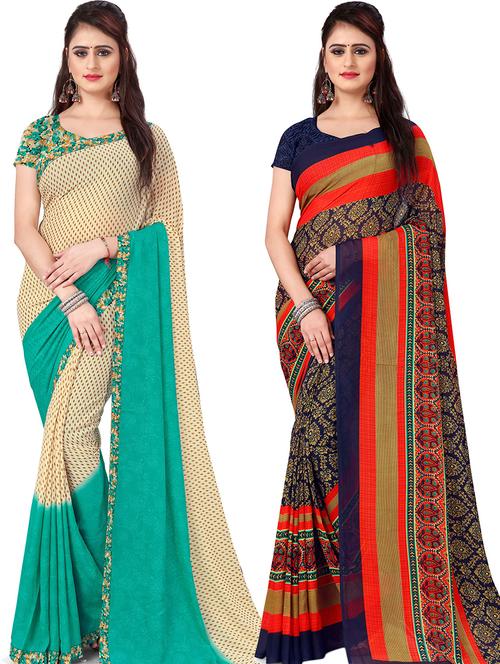 women pack of 2 casual wear combo sarees with blouse - 21478695 - Very Small Image - 1