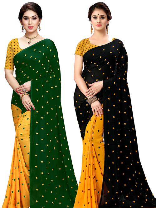 women pack of 2 casual wear combo sarees with blouse - 21478729 - Very Small Image - 1