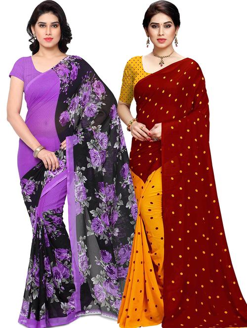 women pack of 2 casual wear combo sarees with blouse - 21478731 - Very Small Image - 1