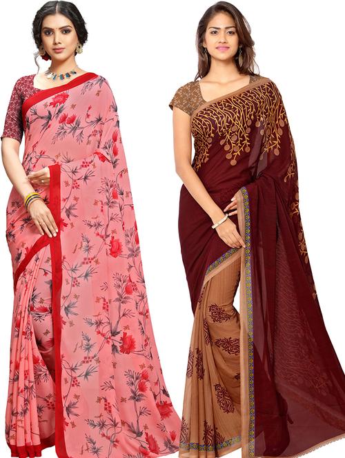 women pack of 2 casual wear combo sarees with blouse - 21478745 - Very Small Image - 1