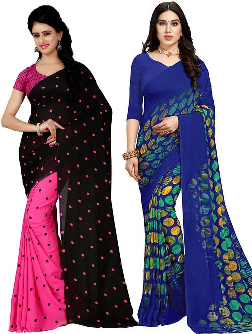 women pack of 2 casual wear combo sarees with blouse - 21478746 - Very Small Image - 1