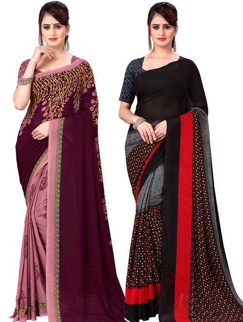 women pack of 2 casual wear combo sarees with blouse - 21478748 - Very Small Image - 1