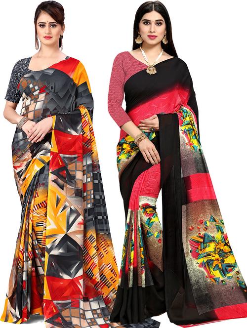 women pack of 2 casual wear combo sarees with blouse - 21478749 - Very Small Image - 1