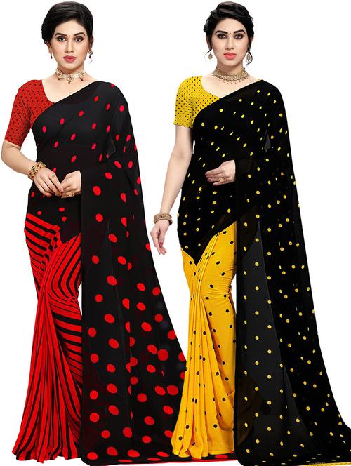 women pack of 2 casual wear combo sarees with blouse - 21478751 - Very Small Image - 1