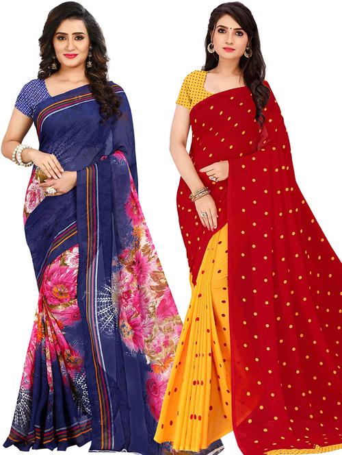 women pack of 2 casual wear combo sarees with blouse - 21478759 - Very Small Image - 1