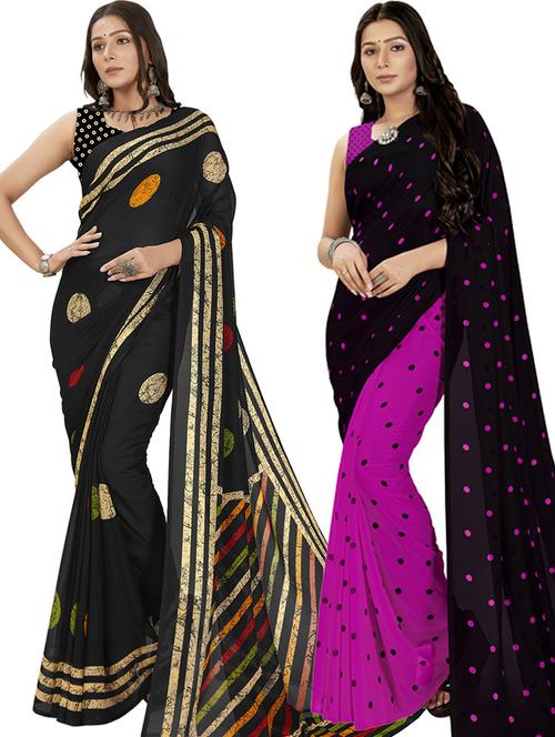 pack of 2 casual wear combo sarees with blouse - 21478762 - Very Small Image - 1