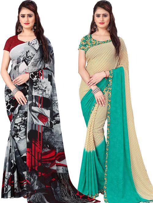 women pack of 2 casual wear combo sarees with blouse - 21478764 - Very Small Image - 1