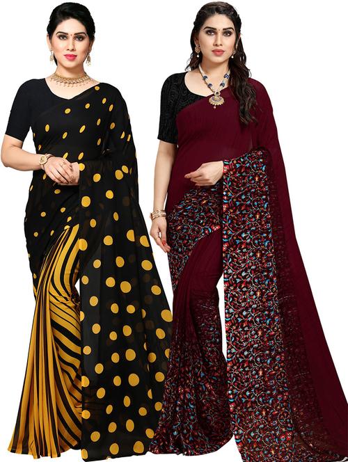 women pack of 2 casual wear combo sarees with blouse - 21478766 - Very Small Image - 1