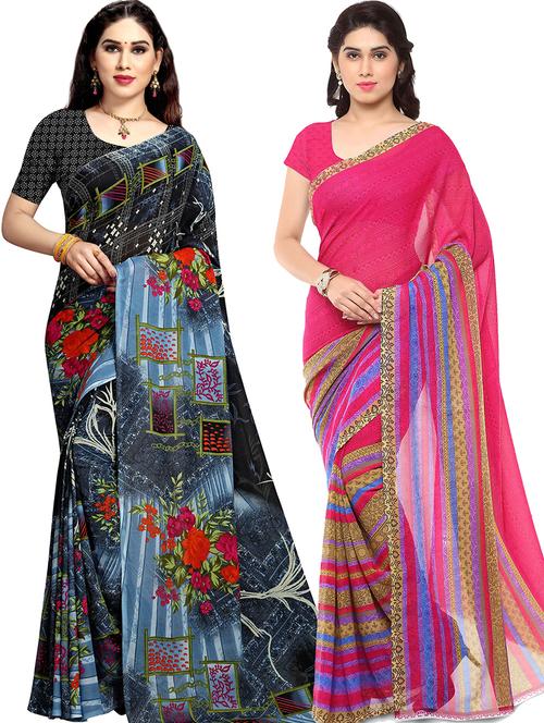 women pack of 2 casual wear combo sarees with blouse - 21478773 - Very Small Image - 1
