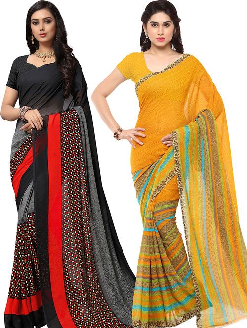 women pack of 2 casual wear combo sarees with blouse - 21478785 - Very Small Image - 1