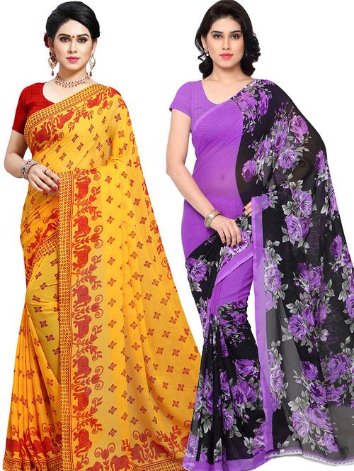 women pack of 2 casual wear combo sarees with blouse - 21478791 - Very Small Image - 1