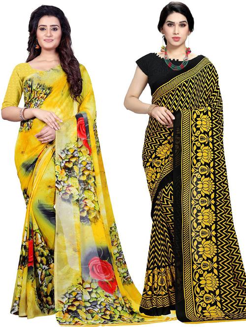 women pack of 2 casual wear combo sarees with blouse - 21478793 - Very Small Image - 1