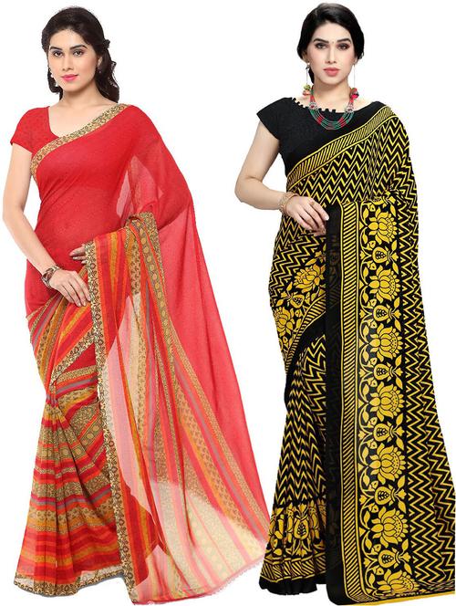 women pack of 2 casual wear combo sarees with blouse - 21478796 - Very Small Image - 1