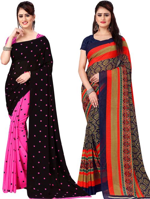 women pack of 2 casual wear sarees with blouse - 21478797 - Very Small Image - 1