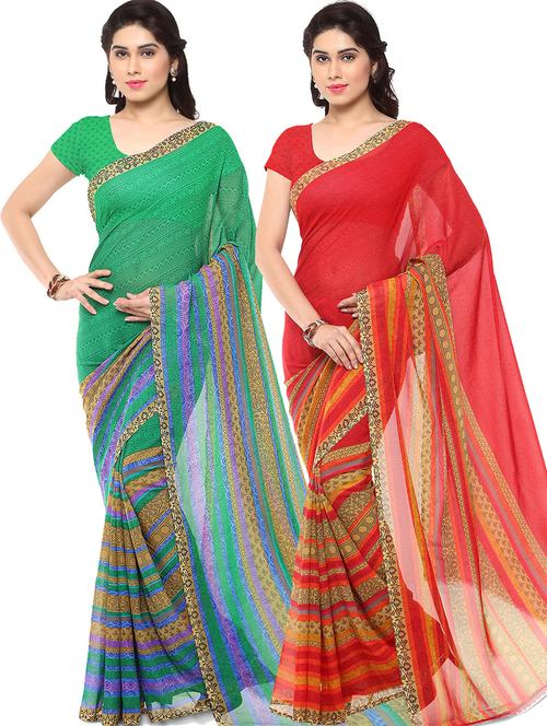 women pack of 2 casual wear combo sarees with blouse - 21478803 - Very Small Image - 1