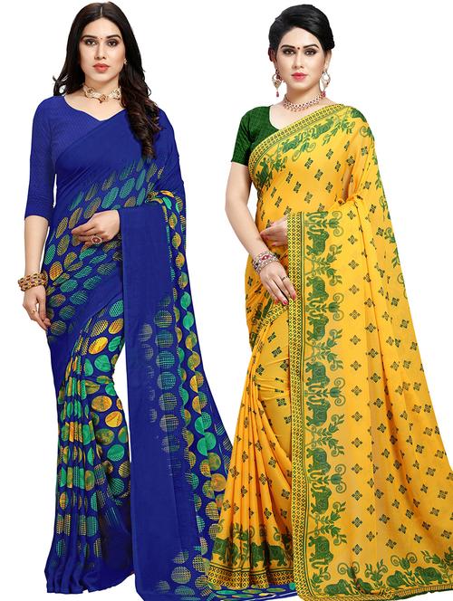 women pack of 2 casual wear sarees with blouse - 21478808 - Very Small Image - 1