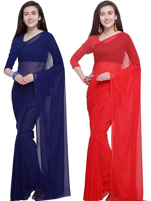 women pack of 2 casual wear combo sarees with blouse - 21478813 - Very Small Image - 1