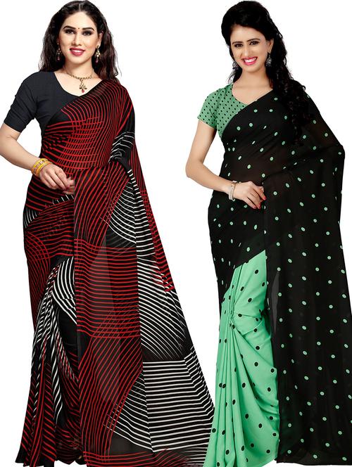 women pack of 2 casual wear combo sarees with blouse - 21478824 - Very Small Image - 1