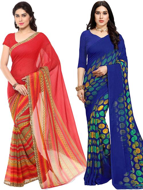 women pack of 2 casual wear combo sarees with blouse - 21478829 - Very Small Image - 1