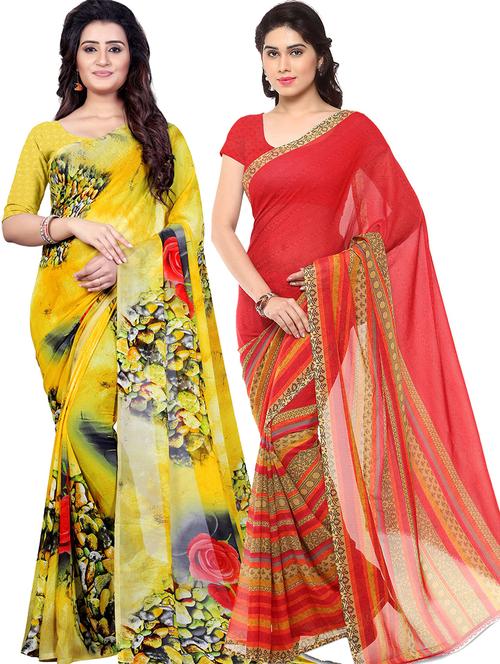 women pack of 2 casual wear combo sarees with blouse - 21478830 - Very Small Image - 1