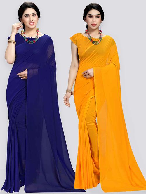 women pack of 2 casual wear combo sarees with blouse - 21478834 - Very Small Image - 1