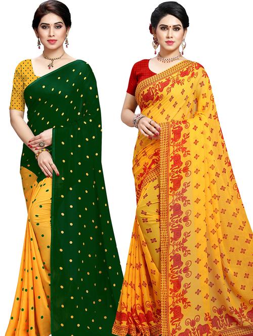 women pack of 2 casual wear combo sarees with blouse - 21478839 - Very Small Image - 1