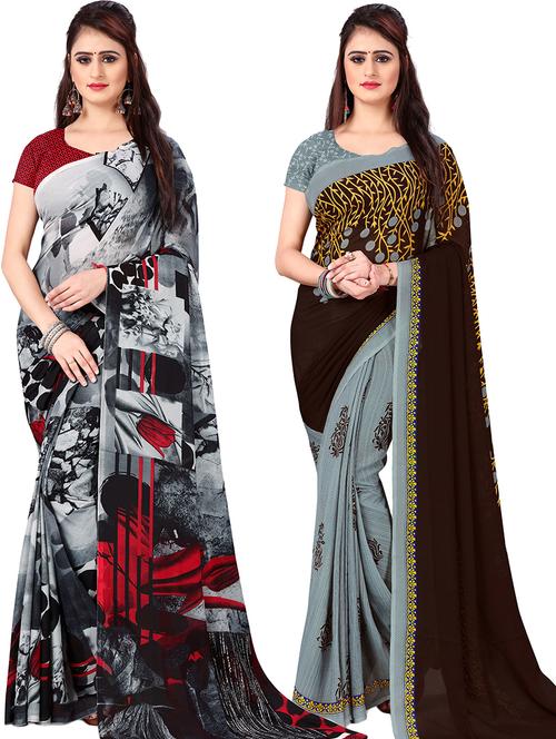 women pack of 2 casual wear combo sarees with blouse - 21478851 - Very Small Image - 1