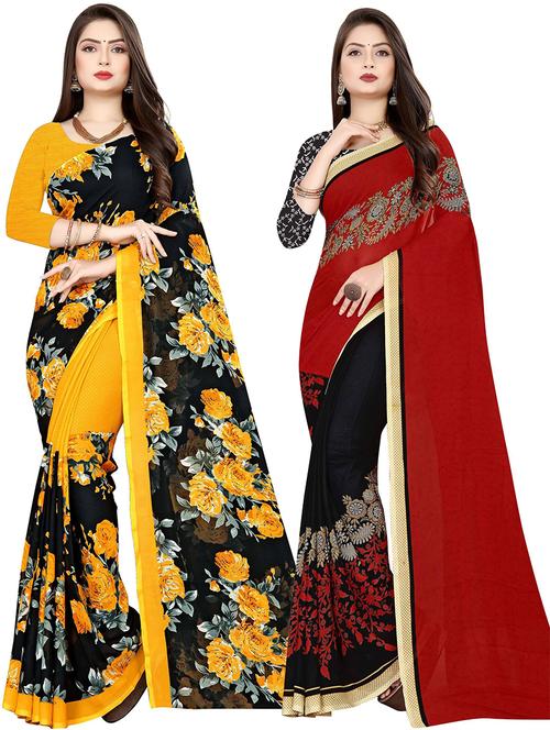 women pack of 2 casual wear combo sarees with blouse - 21478853 - Very Small Image - 1