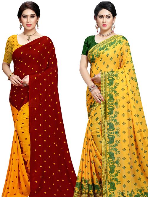 women pack of 2 casual wear combo sarees with blouse - 21478854 - Very Small Image - 1