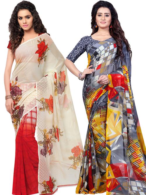 women pack of 2 casual wear combo sarees with blouse - 21478855 - Very Small Image - 1