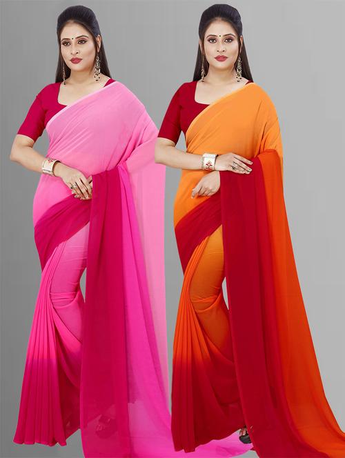 women pack of 2 casual wear combo sarees with blouse - 21478861 - Very Small Image - 1