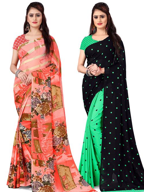 women pack of 2 casual wear combo sarees with blouse - 21478863 - Very Small Image - 1