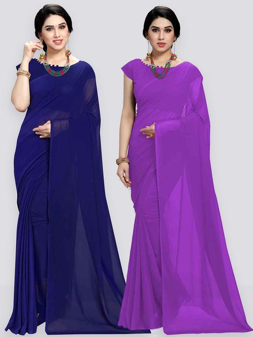 women pack of 2 casual wear combo sarees with blouse - 21478873 - Very Small Image - 1