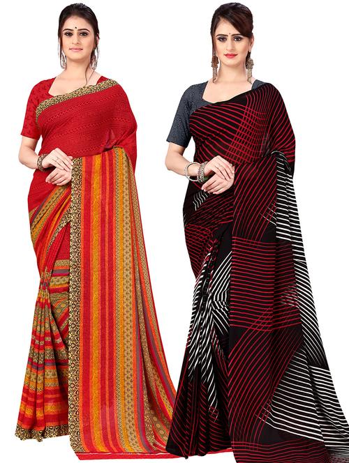 women pack of 2 casual wear combo sarees with blouse - 21478876 - Very Small Image - 1