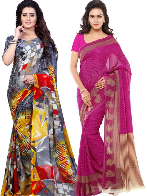 women pack of 2 casual wear combo sarees with blouse - 21478877 - Very Small Image - 1