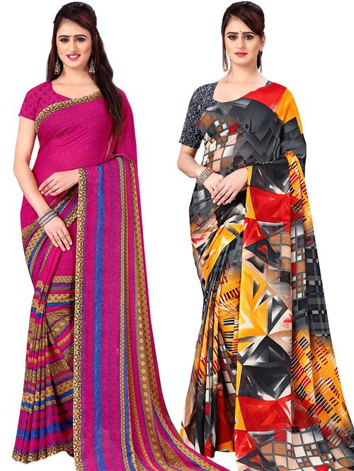 women pack of 2 casual wear combo sarees with blouse - 21478879 - Very Small Image - 1
