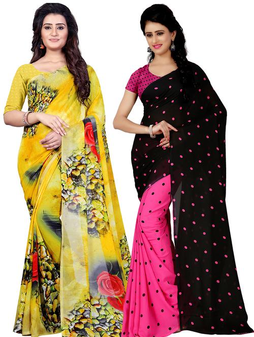women pack of 2 casual wear combo sarees with blouse - 21478880 - Very Small Image - 1