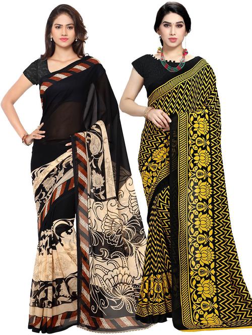women pack of 2 casual wear combo sarees with blouse - 21478888 - Very Small Image - 1
