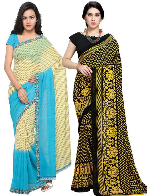 women pack of 2 casual wear combo sarees with blouse - 21478890 - Very Small Image - 1