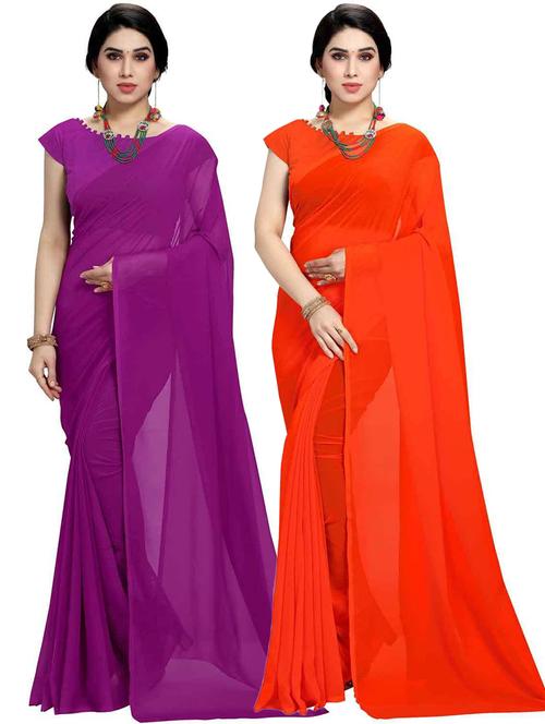 women pack of 2 casual wear combo sarees with blouse - 21478891 - Very Small Image - 1