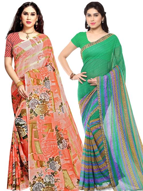 women pack of 2 casual wear combo sarees with blouse - 21478893 - Very Small Image - 1